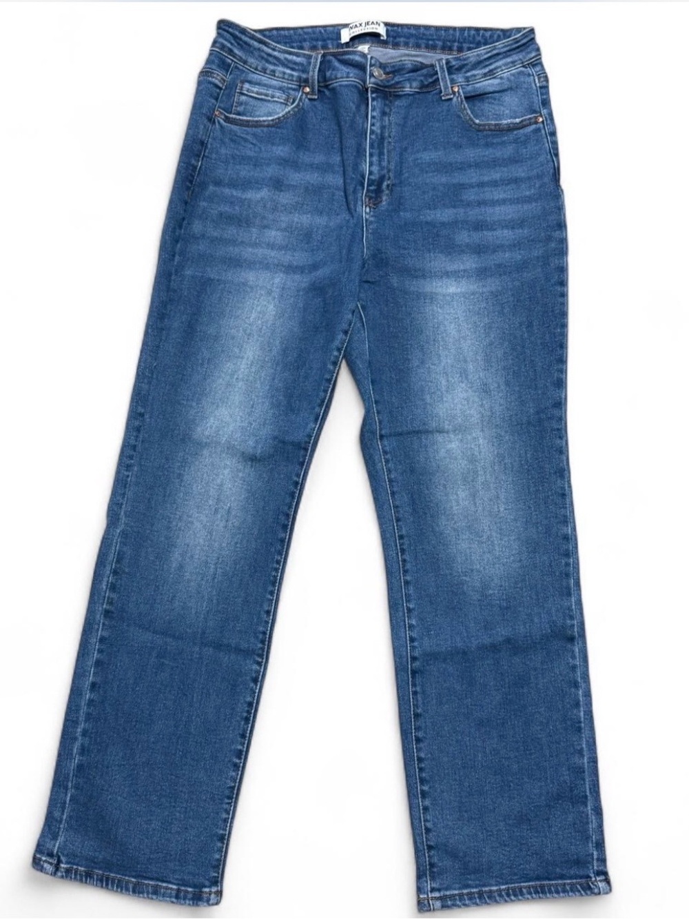 Wax Jean Collection Womens 18 High Rise Straight Leg Jeans Medium Wash Stretch